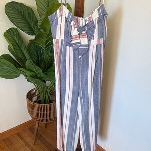 Forever 21 Blue and White Striped Jumpsuit